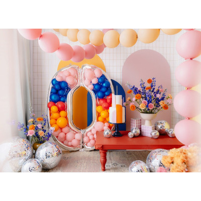 Cornice Argento NUMERO 0, per alloggiamento palloncini in lattice ad aria. Prodotto fai da te.Cornice color argento.