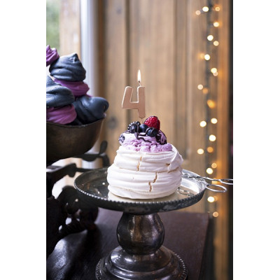 CANDELA numero 4  ROSA GOLD lucido per torta - candelina in cera numerale per dolci h 4,5 cm