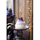 CANDELA numero 7  ROSA GOLD lucido per torta - candelina in cera numerale per dolci h 4,5 cm