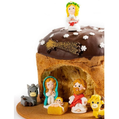 Presepe SACRA FAMIGLIA completa 3D - Decorazione in zucchero per Torte e Dolci