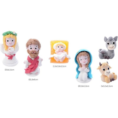 Presepe SACRA FAMIGLIA completa 3D - Decorazione in zucchero per Torte e Dolci