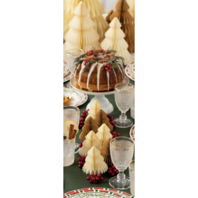 Set 2 ALBERI in carta AVORIO con profilo ORO altezza 20 e 25 cm - addobbo tavolo, casa