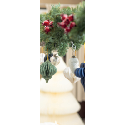 Set 2 ALBERI in carta AVORIO con profilo ORO altezza 20 e 25 cm - addobbo tavolo, casa