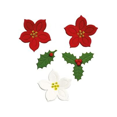 Kit NATALE in ZUCCHERO - Agrifoglio, Stella di Natale - decorazione per torte e dolci