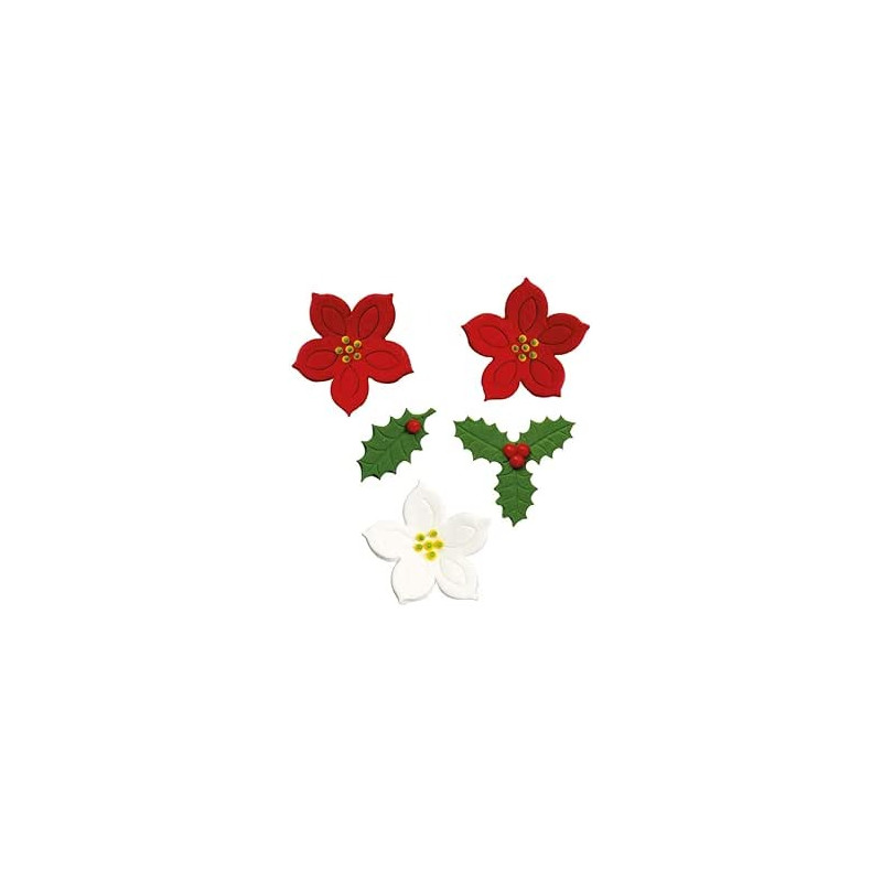 Kit NATALE in ZUCCHERO - Agrifoglio, Stella di Natale - decorazione per torte e dolci