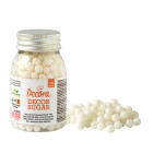 Perline BIANCO brillante in ZUCCHERO 100g - perle sferiche 7 MMi deale per decori torte e dolci