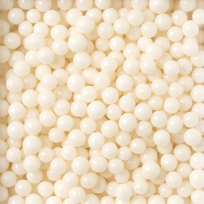 Perline BIANCO brillante in ZUCCHERO 100g - perle sferiche 7 MMi deale per decori torte e dolci