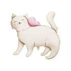 PALLONCINO in foil Mylar a forma di Gatto Bianco con fiocco rosa 83x77cm