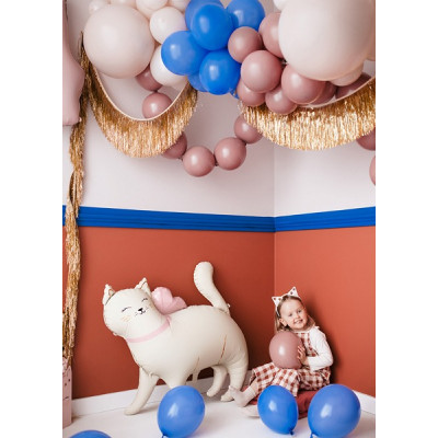PALLONCINO in foil Mylar a forma di Gatto Bianco con fiocco rosa 83x77cm