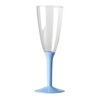 12 Flute in plastica con gambo CELESTE - Flutes rigido monouso - Calici da Spumante