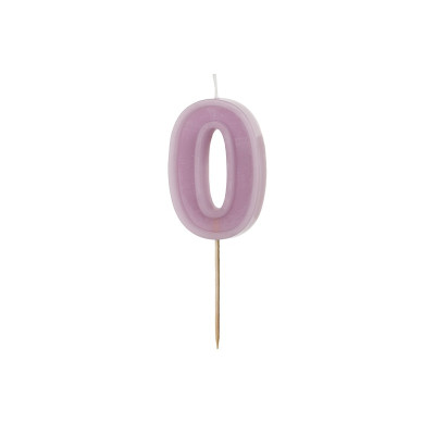 CANDELA numero 0 VIOLA LILLA per torta - candelina in cera numerale per dolci h 6 cm