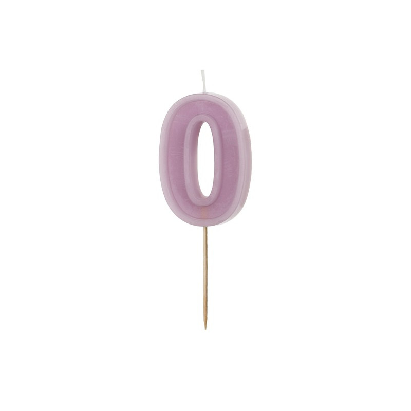CANDELA numero 0 VIOLA LILLA per torta - candelina in cera numerale per dolci h 6 cm