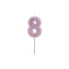 CANDELA numero 8 VIOLA LILLA per torta - candelina in cera numerale per dolci h 6 cm