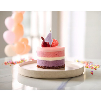 CANDELA numero 4 VIOLA LILLA per torta - candelina in cera numerale per dolci h 6 cm
