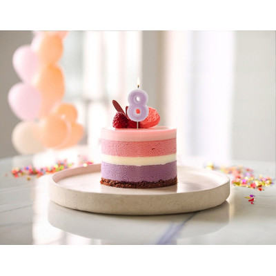 CANDELA numero 8 VIOLA LILLA per torta - candelina in cera numerale per dolci h 6 cm