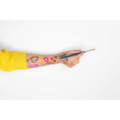 Colori trucchi per il viso e corpo - set 2 pennelli e 12 colori