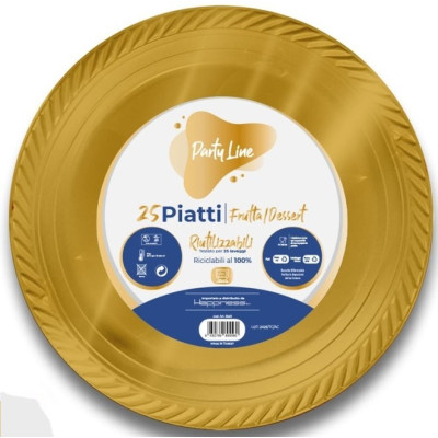 25 Piatti ORO in plastica riutilizzabile - piatto tondo 17cm - Riciclabili al 100%