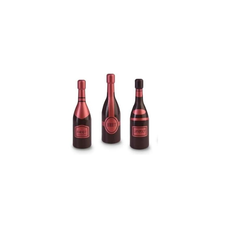 Set 3 bottiglie spumante BRUT in CIOCCOLATO - decorazione torta natale capodanno