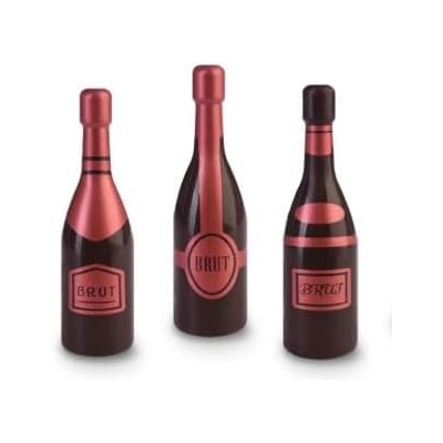 Set 3 bottiglie spumante BRUT in CIOCCOLATO - decorazione torta natale capodanno