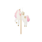 Candela forma di UNICORNO rosa e Bianco - candelina in cera per torte e dolci 9 cm circa