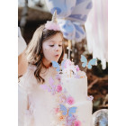 Candela forma di UNICORNO rosa e Bianco - candelina in cera per torte e dolci 9 cm circa