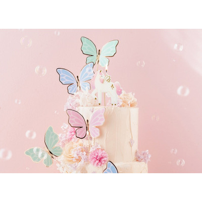 Candela forma di UNICORNO rosa e Bianco - candelina in cera per torte e dolci 9 cm circa