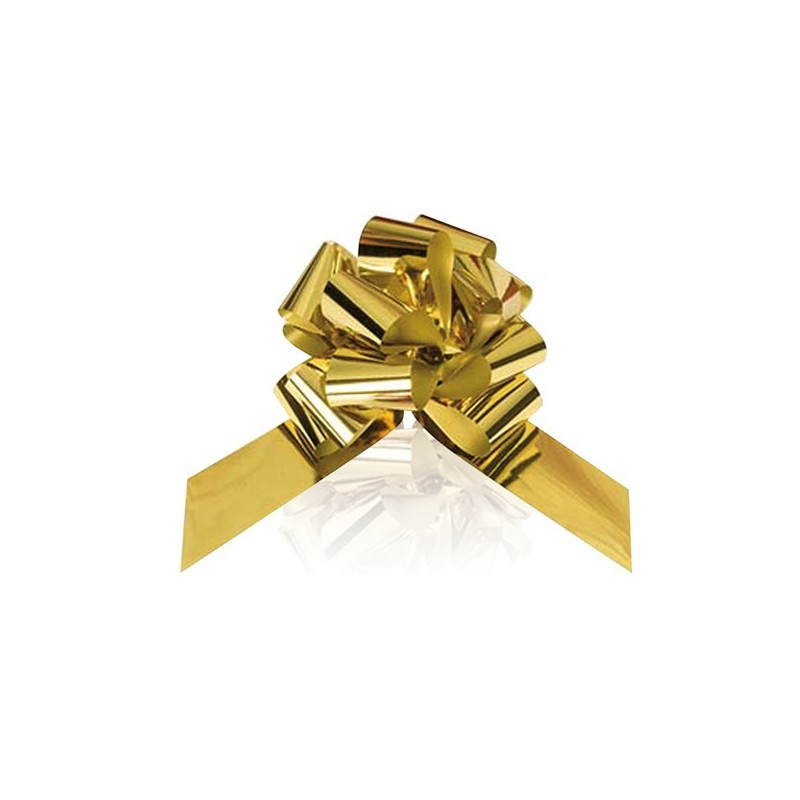 1 COCCARDA fiocco rapido ORO lucido per confezionamento pacco regalo