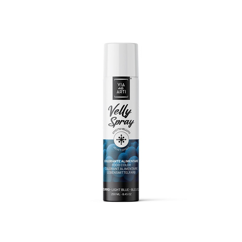 Colorante Alimentare VELLY AZZURRO Spray Professional Effetto Vellutato - 250ml azo free