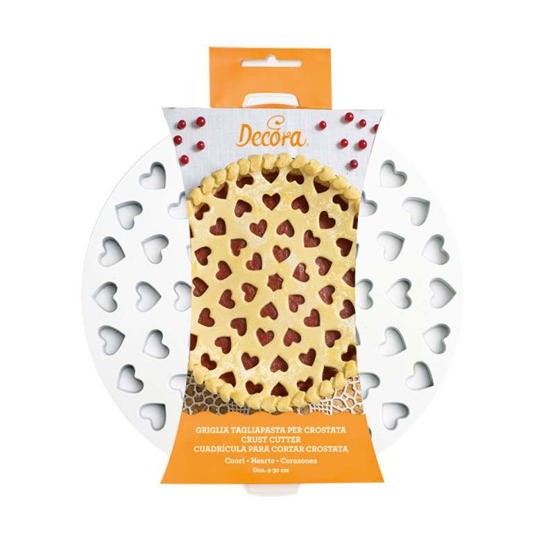 Griglia tagliapasta Crostata Cuori tonda Ø30cm - per realizzare crostata, dolci torte