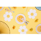 12 Tovaglioli in carta a forma di Margherita fiore bianco giallo e oro - 16x16,5cm