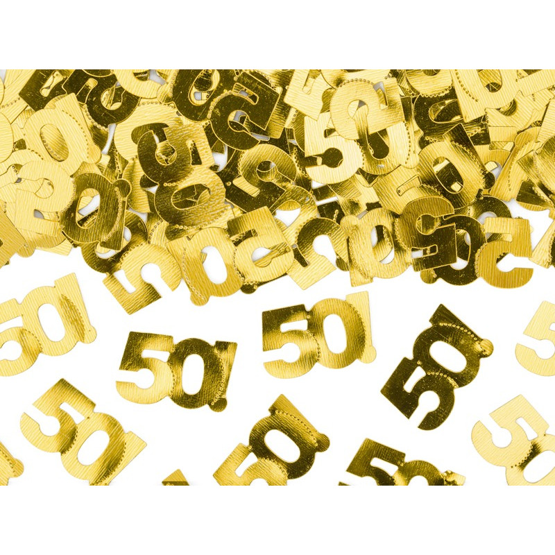 Confetti - Coriandolini da tavola numero 50 oro - idea per addobbo tavola 50 anni