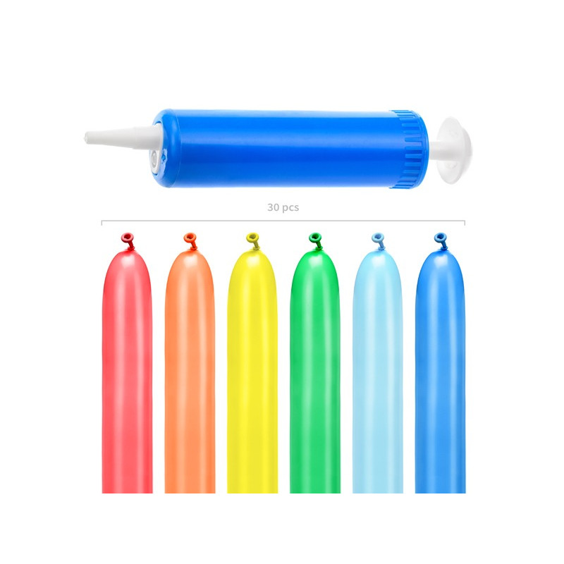 Set pompetta con 30 palloncini modellabili colori assortiti