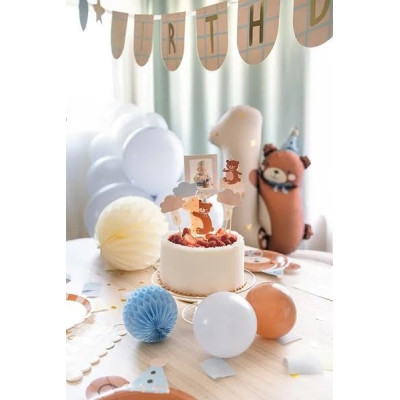 Candela forma di 1 con ORSETTO  marrone - candelina in cera per torte e dolci 7 cm circa