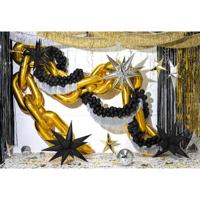 1 Pallone PALLONCINO in foil MYLAR multi MAGIC STAR 3D stella NERO satinato 95 cm