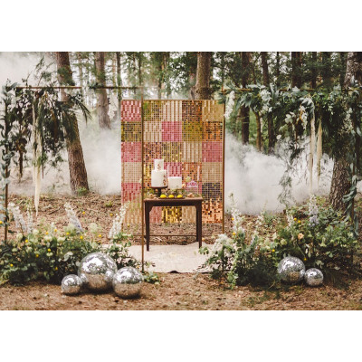 10 Pannello di fondale in paillettes, quadrato, colore dorato, dimensioni 30x30cm circa