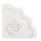 16 Tovaglioli in carta 25 anniversario matrimonio - Bianco e argento lucido 33cm