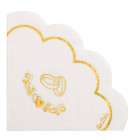 16 Tovaglioli in carta con FEDI- Bianco e ORO lucido - decoro matrimonio 33x33cm