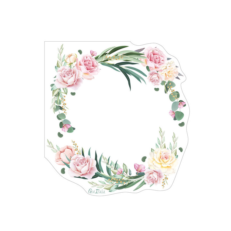 16 TOVAGLIOLI in carta floreali WEDDING fiori rosa - sagomati 33x33cm