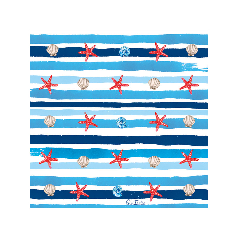 16 TOVAGLIOLI in carta SEA STRIPES - fantasia mare acqua - decoro tavola 33x33cm
