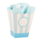 4 scatole Pop Corn - PARTY BOX Boy in carta - BIANCHE e Celeste - 6,5x8x15cm
