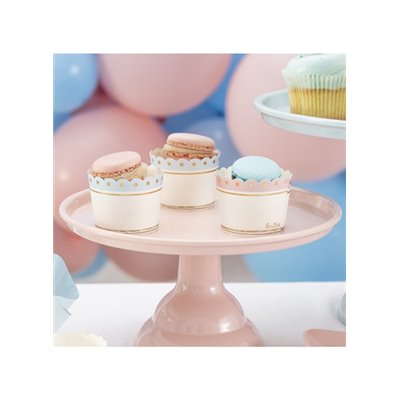 20 pirottini in carta forno per muffin e dolci - Stampa Rosa e Oro - 5x4,5cm