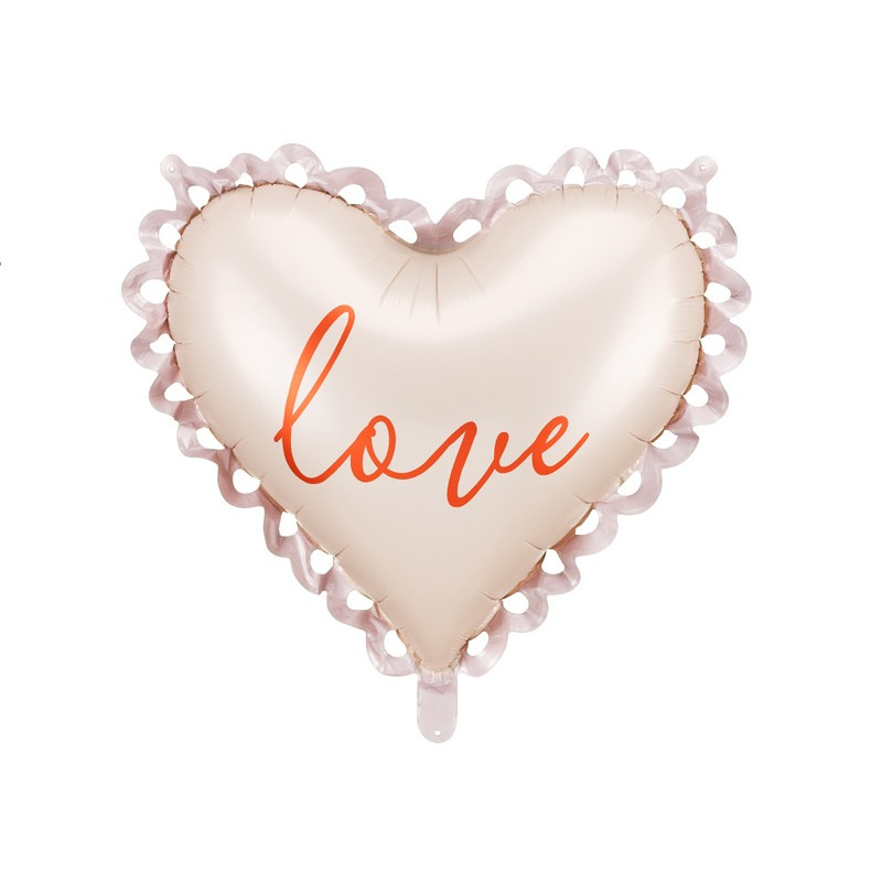PALLONCINO pallone in foil Mylar Cuore rosa con scritta LOVE rossa 67x56,5cm
