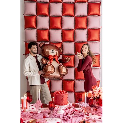 Pallone PALLONCINO orso ORSETTO e fiocco rosso - per party amore 112x100 cm