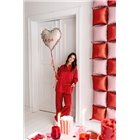 PALLONCINO pallone in foil Mylar Cuore rosa con scritta LOVE rossa 67x56,5cm