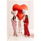 PALLONCINO pallone in foil Mylar Cuore rosa con scritta LOVE rossa 67x56,5cm