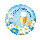 Pallone PALLONCINO mini shape in foil MYLAR Prima COMUNIONE celeste - 25cm