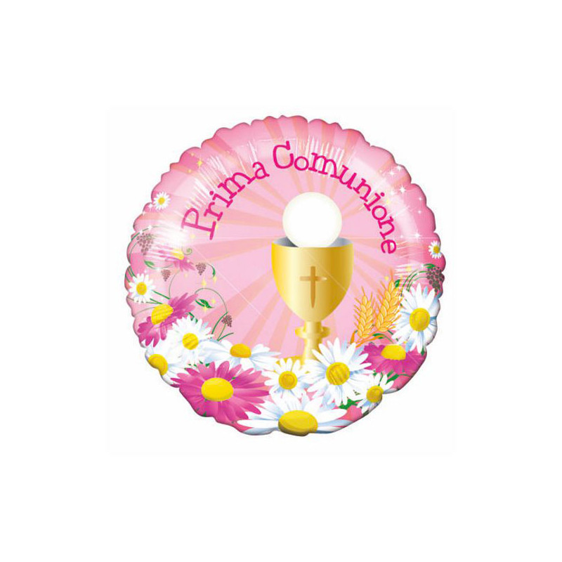 Pallone PALLONCINO mini shape in foil MYLAR Prima COMUNIONE rosa - 25cm
