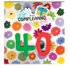 Biglietto auguri MUSICALE Compleanno 40 ANNI fiori - Biglietto augurale SONORO