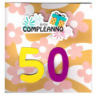 Biglietto auguri MUSICALE Compleanno 50 ANNI fiori - Biglietto augurale SONORO