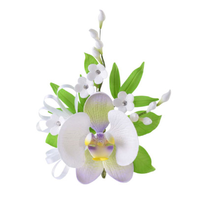 Ramo FIORI di MANDORLO H19cm in ZUCCHERO - decorazione torte e dolci